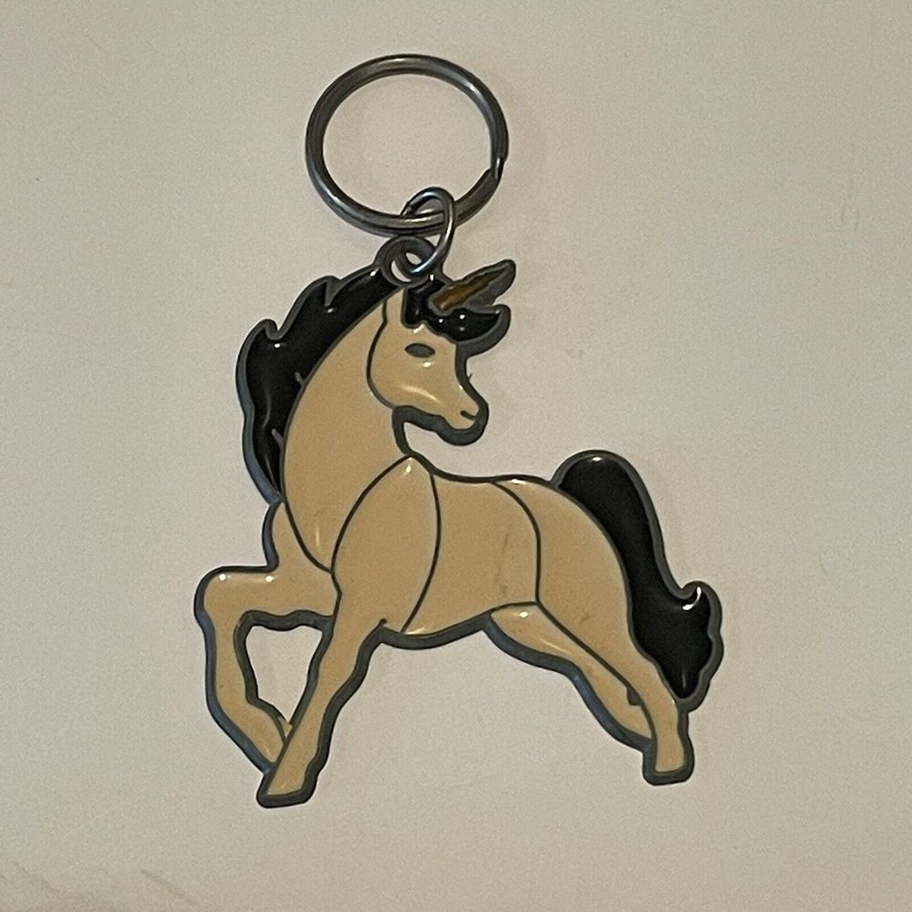 Vintage Unicorn Key Ring Key‎ Chain 80s Stained Glass Style